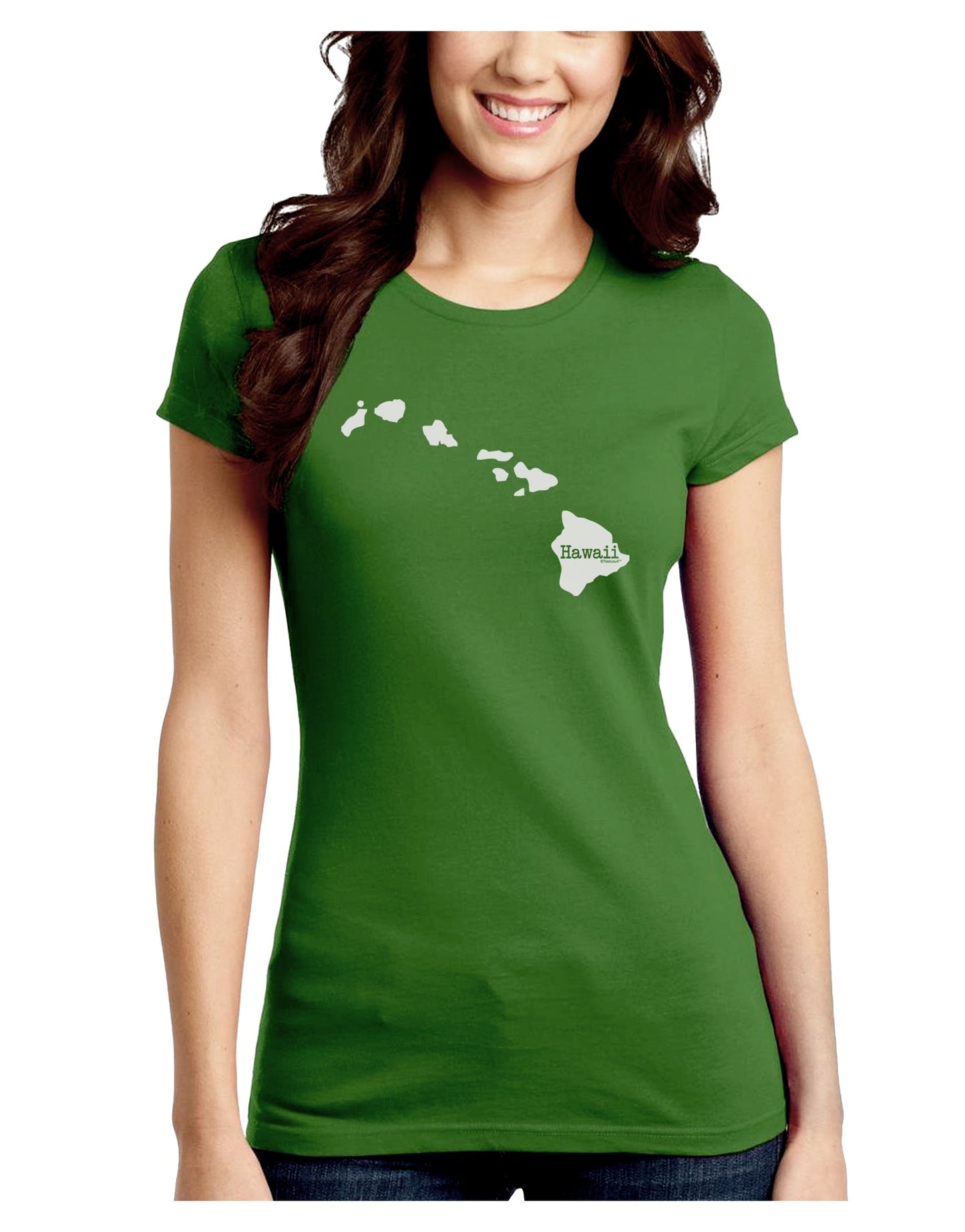 Hawaii - United States Shape Juniors Crew Dark T-Shirt by TooLoud-T-Shirts Juniors Tops-TooLoud-Kiwi-Green-Juniors Fitted X-Small-Davson Sales