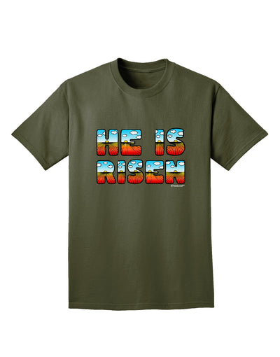 He Is Risen - Easter - Sunrise Letters Adult Dark T-Shirt-Mens T-Shirt-TooLoud-Military-Green-Small-Davson Sales