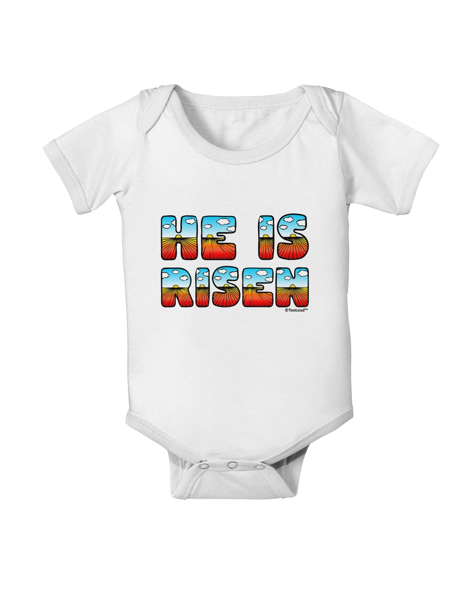 He Is Risen - Easter - Sunrise Letters Baby Romper Bodysuit-Baby Romper-TooLoud-White-06-Months-Davson Sales