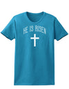 He Is Risen Easter Womens Dark T-Shirt - Ladies-TooLoud-Turquoise-X-Small-Davson Sales