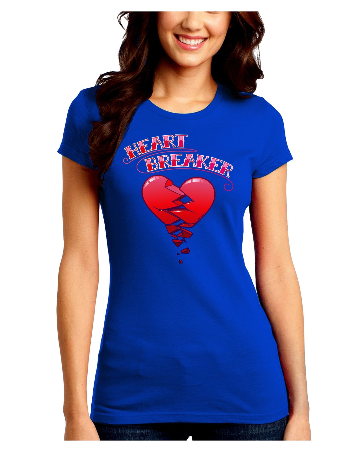 Heart Breaker Cute Juniors Petite Crew Dark T-Shirt-T-Shirts Juniors Tops-TooLoud-Royal-Blue-Juniors Fitted Small-Davson Sales