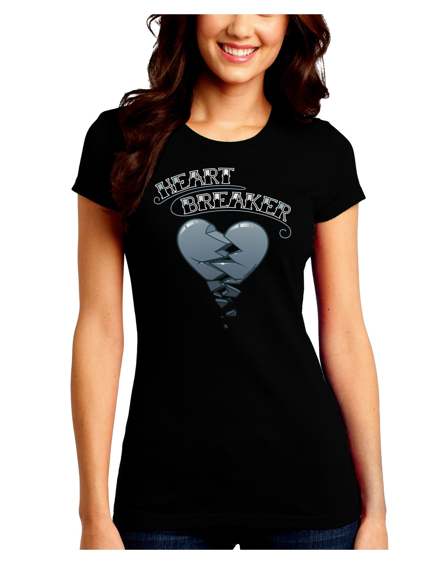 Heart Breaker Manly Juniors Petite Crew Dark T-Shirt-T-Shirts Juniors Tops-TooLoud-Black-Juniors Fitted Small-Davson Sales