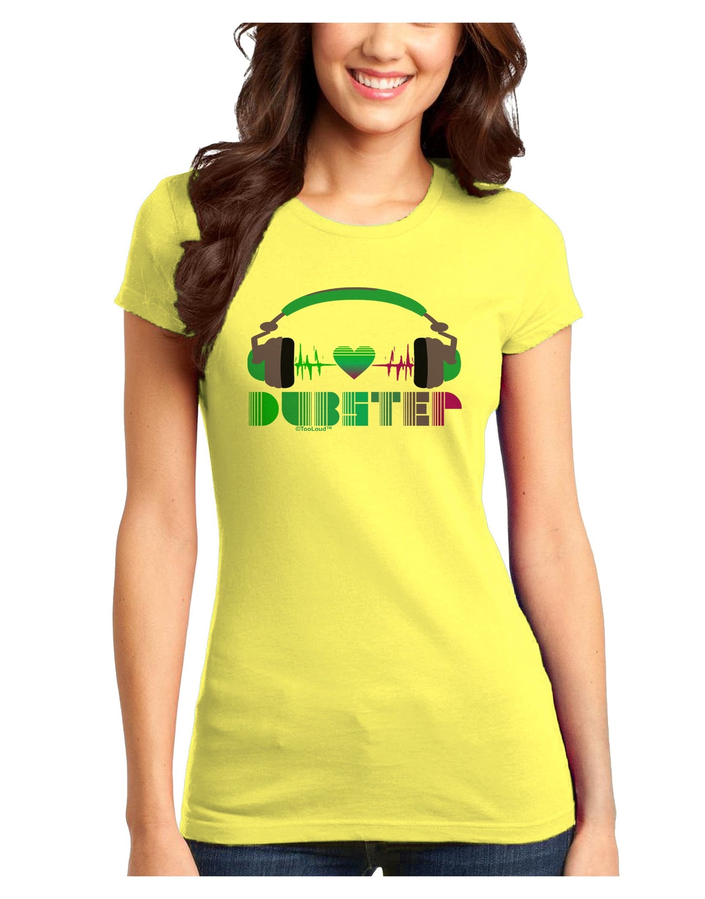 Heart Dubstep Juniors T-Shirt-Womens Juniors T-Shirt-TooLoud-Yellow-Juniors Fitted X-Small-Davson Sales