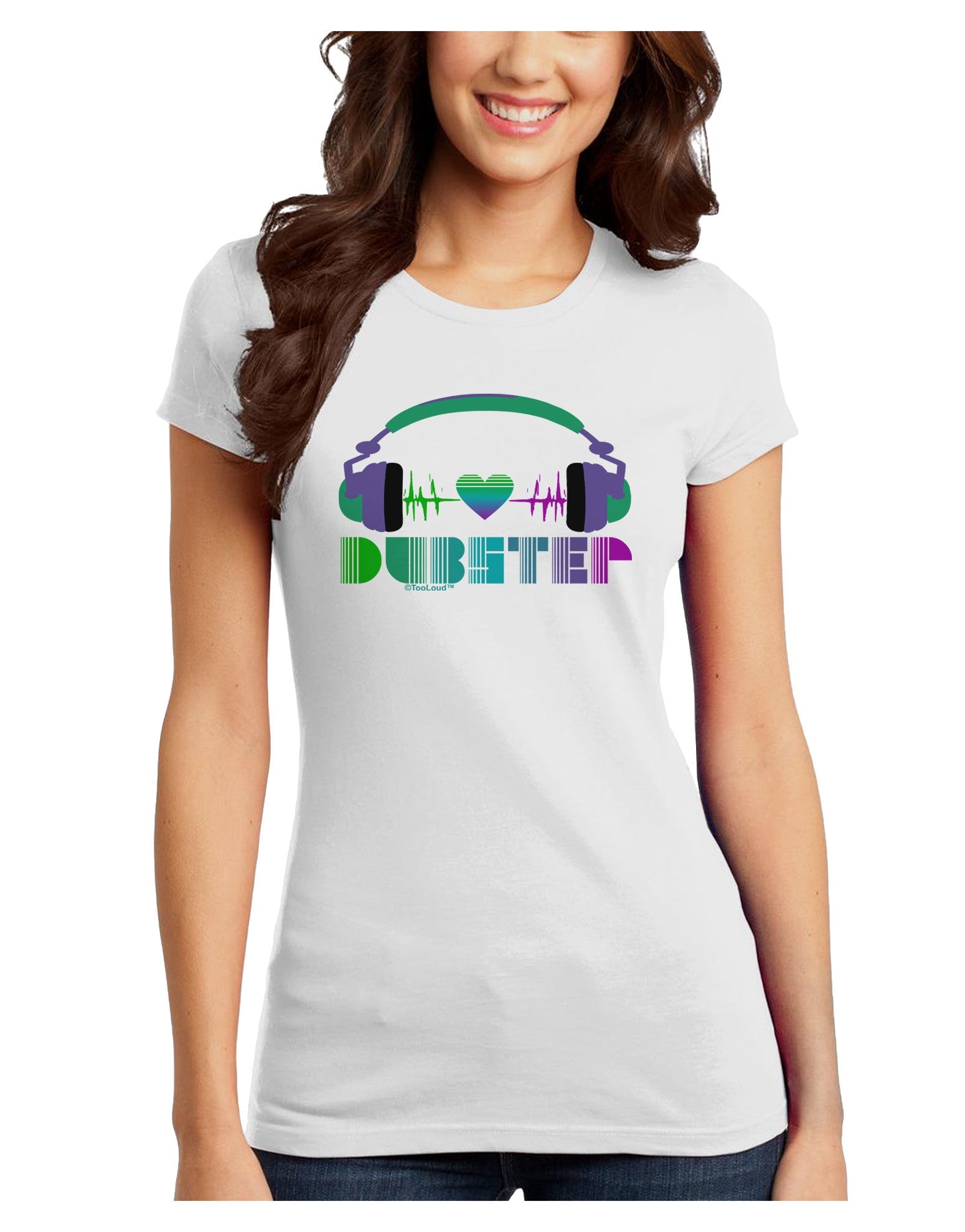 Heart Dubstep Juniors T-Shirt-Womens Juniors T-Shirt-TooLoud-White-Juniors Fitted X-Small-Davson Sales