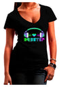 Heart Dubstep Juniors V-Neck Dark T-Shirt-Womens V-Neck T-Shirts-TooLoud-Black-Juniors Fitted Small-Davson Sales