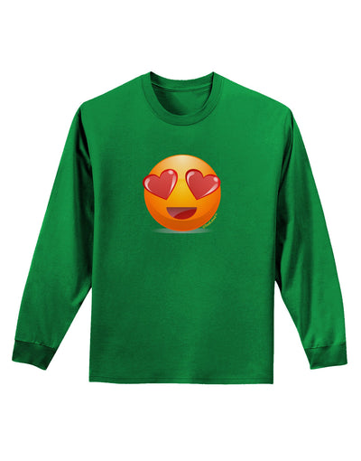 Heart Eye Emoji Adult Long Sleeve Dark T-Shirt-TooLoud-Kelly-Green-Small-Davson Sales