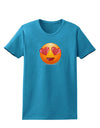 Heart Eye Emoji Womens Dark T-Shirt-TooLoud-Turquoise-X-Small-Davson Sales