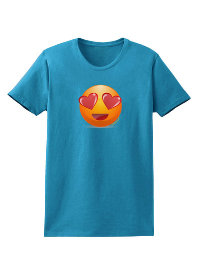 Heart Eye Emoji Womens Dark T-Shirt-TooLoud-Turquoise-X-Small-Davson Sales