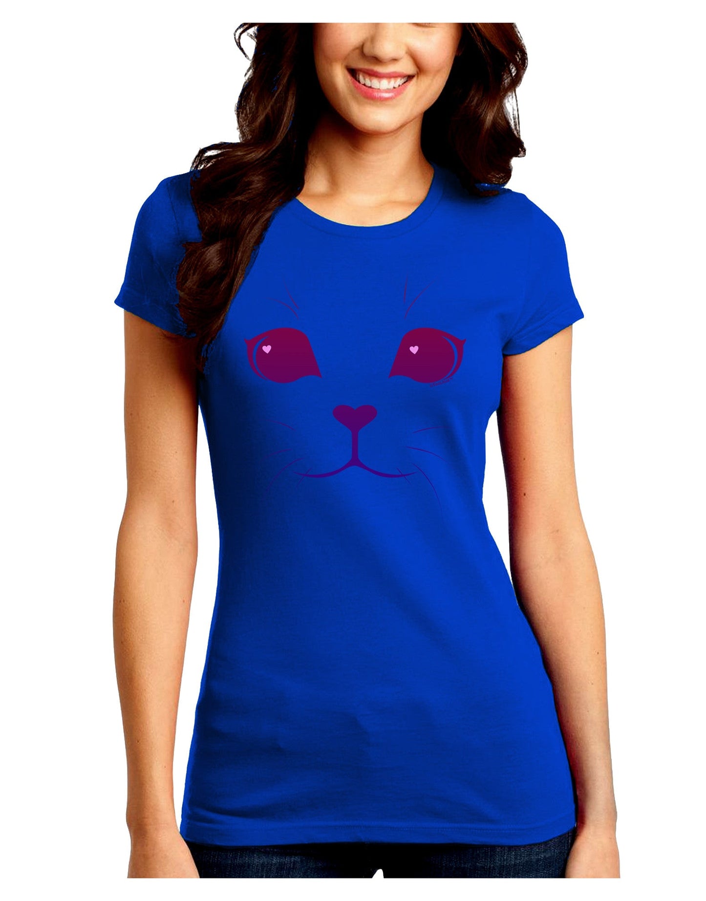 Heart Kitten Juniors Petite Crew Dark T-Shirt-T-Shirts Juniors Tops-TooLoud-Royal-Blue-Juniors Fitted Small-Davson Sales