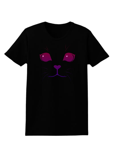 Heart Kitten Womens Dark T-Shirt-TooLoud-Black-X-Small-Davson Sales