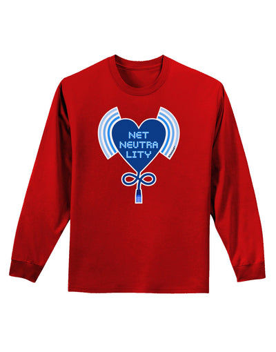 Heart Net Neutrality Adult Long Sleeve Dark T-Shirt-TooLoud-Red-Small-Davson Sales