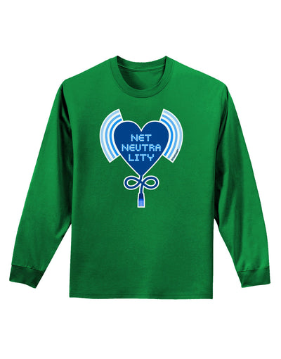 Heart Net Neutrality Adult Long Sleeve Dark T-Shirt-TooLoud-Kelly-Green-Small-Davson Sales