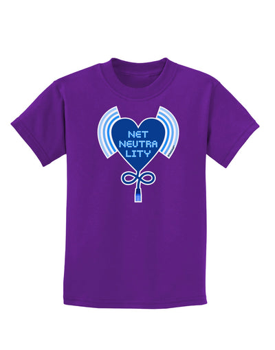 Heart Net Neutrality Childrens Dark T-Shirt-Childrens T-Shirt-TooLoud-Purple-X-Small-Davson Sales