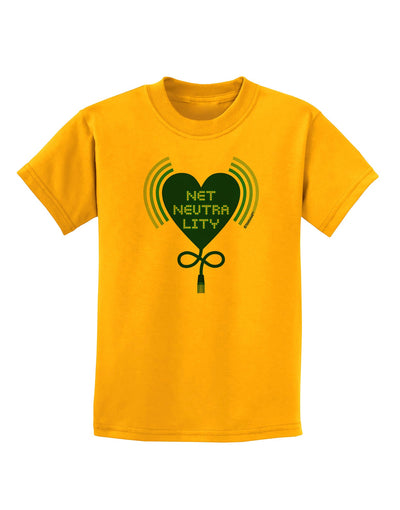 Heart Net Neutrality Childrens T-Shirt-Childrens T-Shirt-TooLoud-Gold-X-Small-Davson Sales