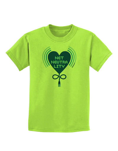 Heart Net Neutrality Childrens T-Shirt-Childrens T-Shirt-TooLoud-Lime-Green-X-Small-Davson Sales