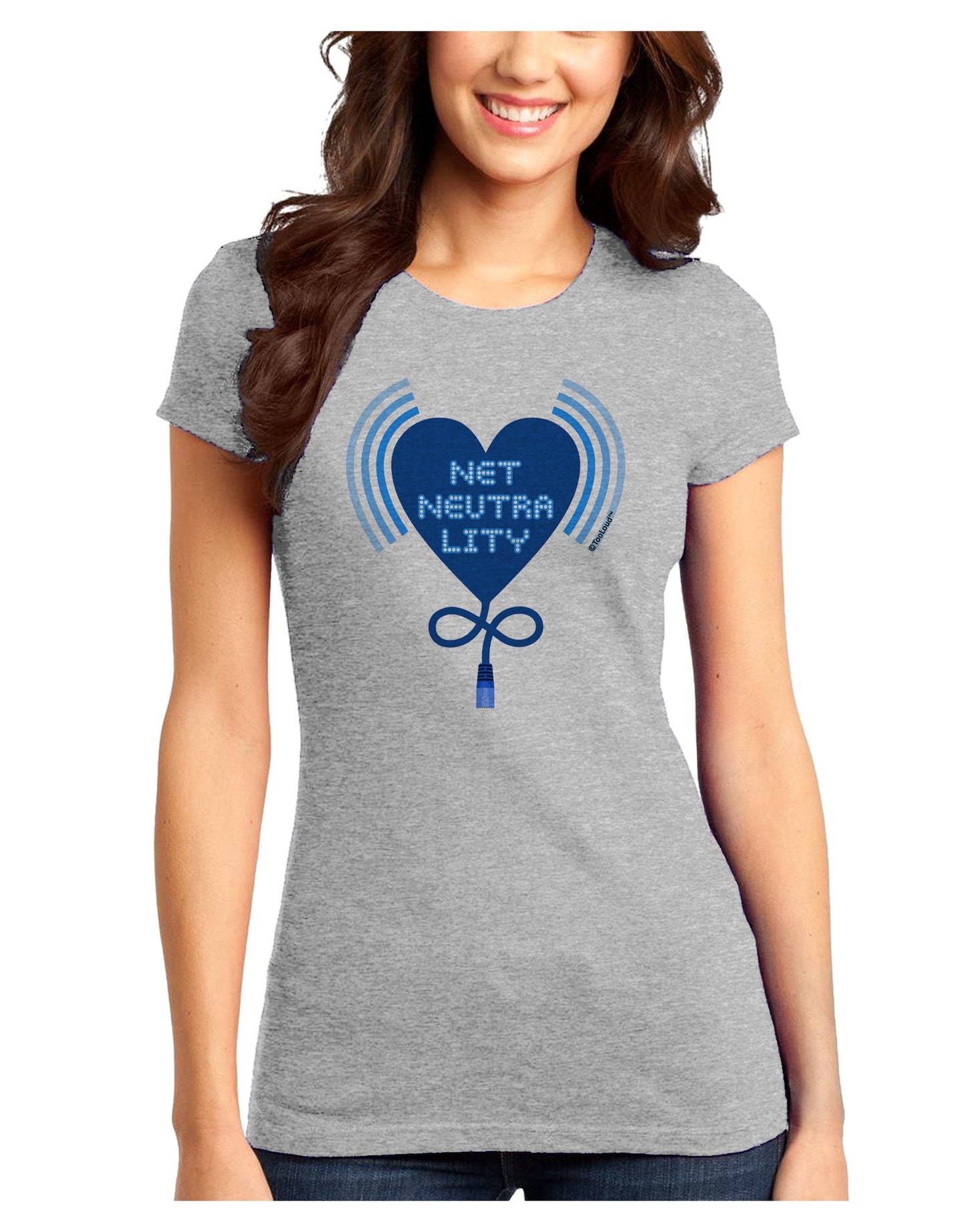 Heart Net Neutrality Juniors T-Shirt-Womens Juniors T-Shirt-TooLoud-Ash-Gray-Juniors Fitted X-Small-Davson Sales