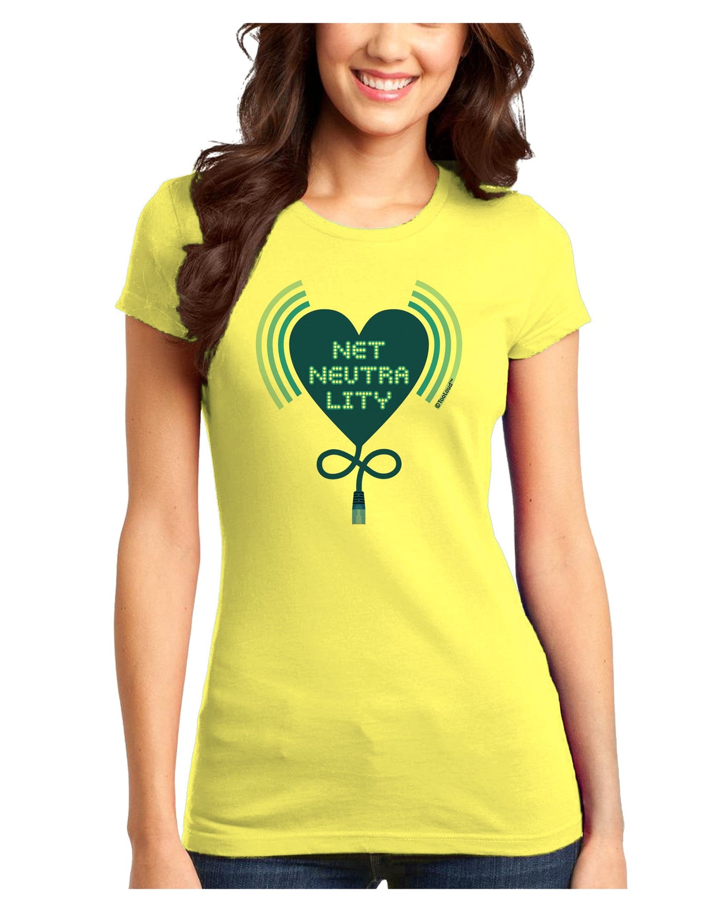 Heart Net Neutrality Juniors T-Shirt-Womens Juniors T-Shirt-TooLoud-Yellow-Juniors Fitted X-Small-Davson Sales