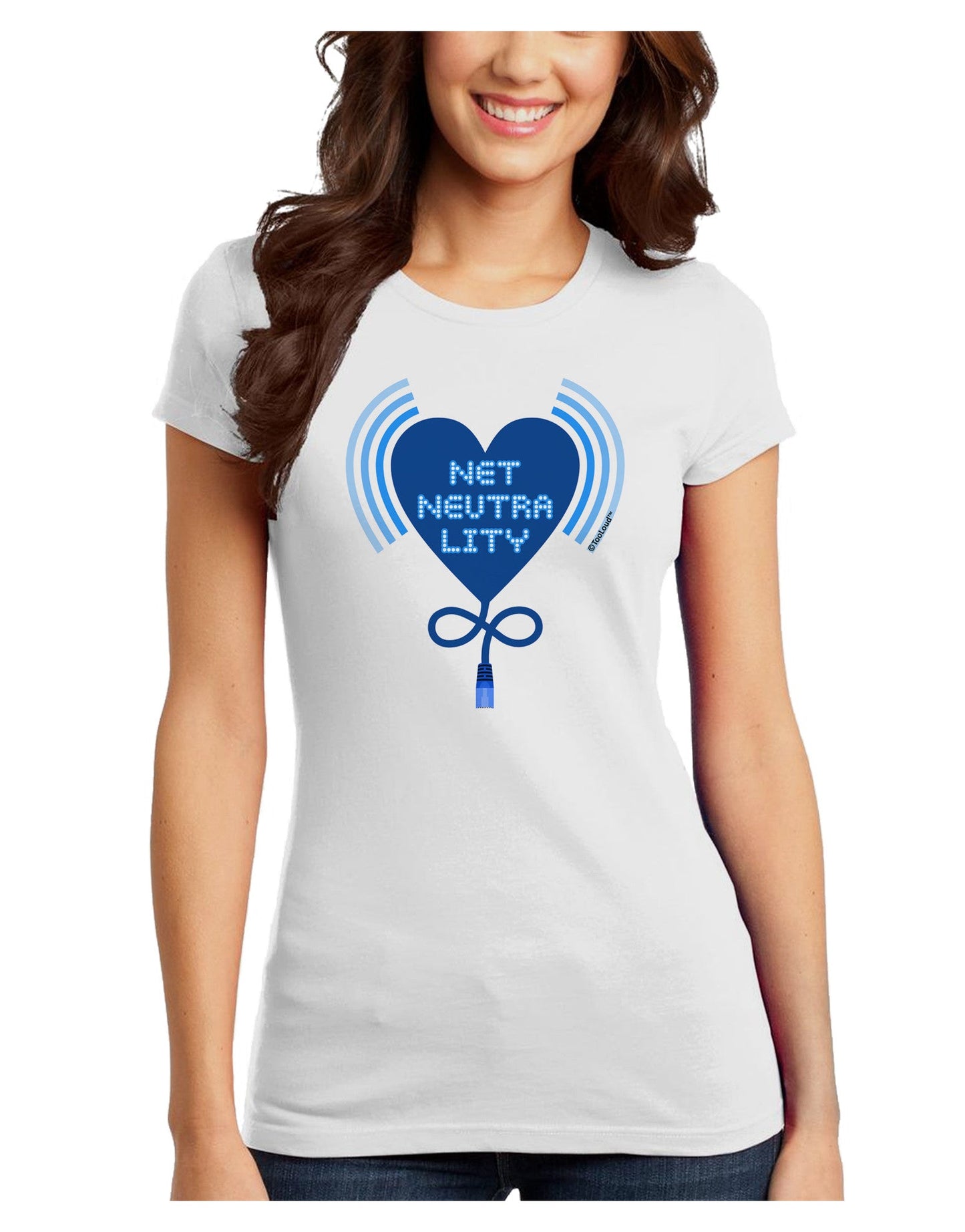 Heart Net Neutrality Juniors T-Shirt-Womens Juniors T-Shirt-TooLoud-White-Juniors Fitted X-Small-Davson Sales