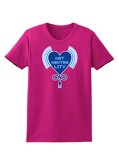 Heart Net Neutrality Womens Dark T-Shirt-TooLoud-Hot-Pink-Small-Davson Sales