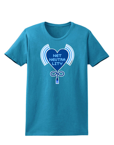 Heart Net Neutrality Womens Dark T-Shirt-TooLoud-Turquoise-X-Small-Davson Sales