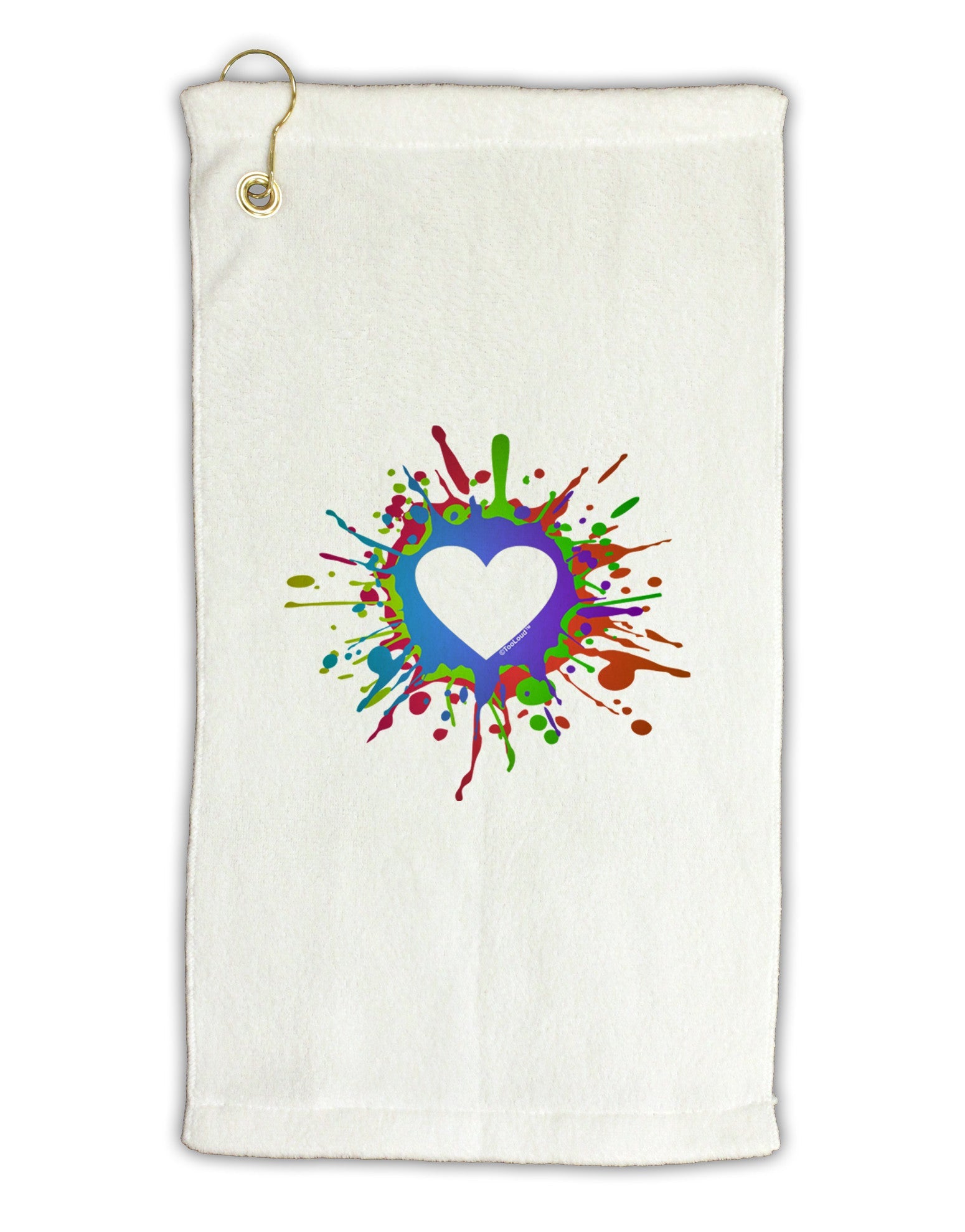 Heart Paint Splatter Micro Terry Gromet Golf Towel 11"x19-Golf Towel-TooLoud-White-Davson Sales