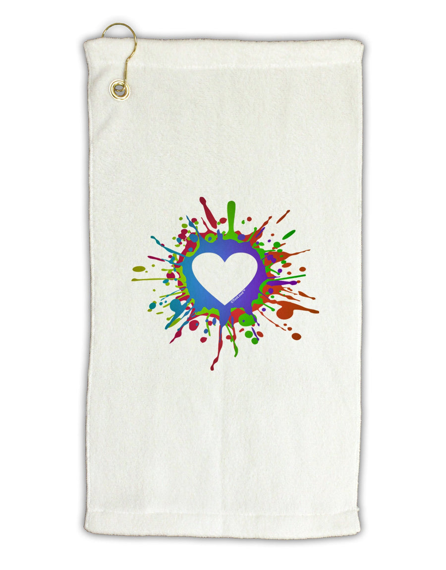 Heart Paint Splatter Micro Terry Gromet Golf Towel 11&#x22;x19-Golf Towel-TooLoud-White-Davson Sales