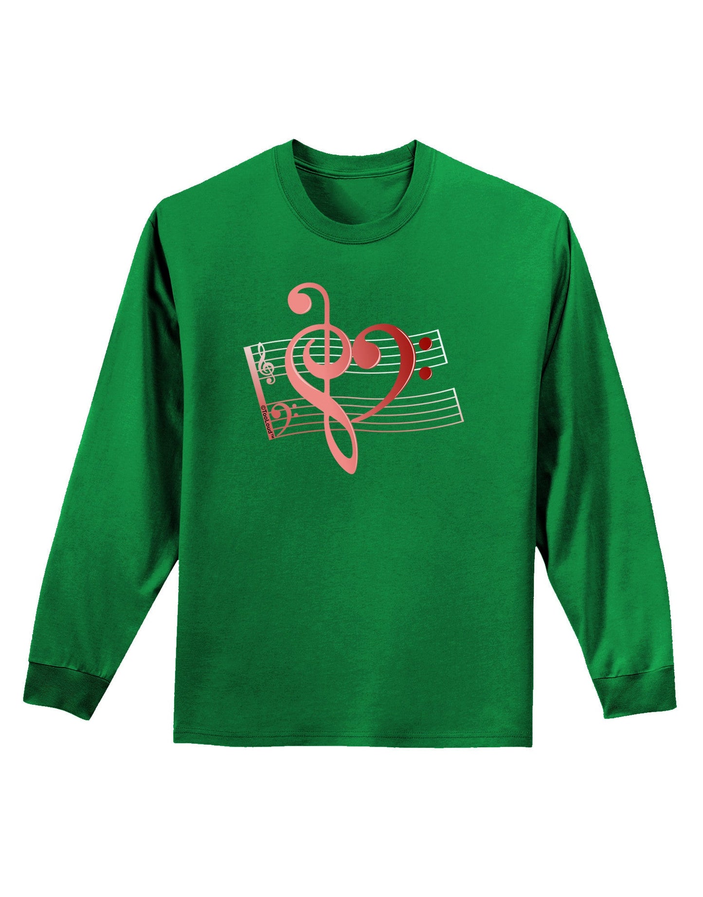 Heart Sheet Music Adult Long Sleeve Dark T-Shirt-TooLoud-Kelly-Green-Small-Davson Sales