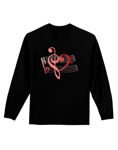 Heart Sheet Music Adult Long Sleeve Dark T-Shirt-TooLoud-Black-Small-Davson Sales