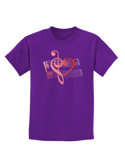 Heart Sheet Music Childrens Dark T-Shirt-Childrens T-Shirt-TooLoud-Purple-X-Small-Davson Sales