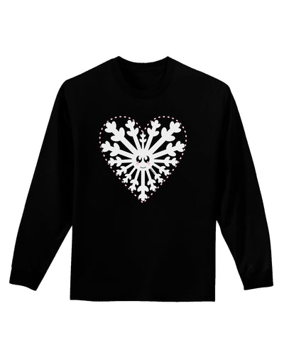 Heart Snowflake Christmas Adult Long Sleeve Dark T-Shirt-TooLoud-Black-Small-Davson Sales