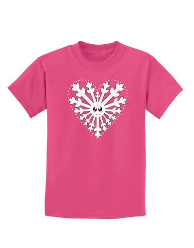 Heart Snowflake Christmas Childrens Dark T-Shirt-Childrens T-Shirt-TooLoud-Sangria-X-Small-Davson Sales