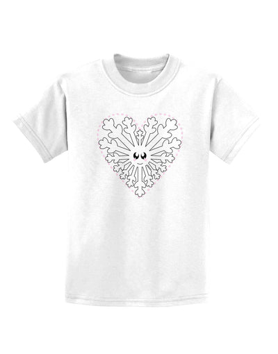 Heart Snowflake Christmas Childrens T-Shirt-Childrens T-Shirt-TooLoud-White-X-Small-Davson Sales