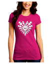 Heart Snowflake Christmas Juniors Crew Dark T-Shirt-T-Shirts Juniors Tops-TooLoud-Hot-Pink-Juniors Fitted Small-Davson Sales