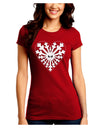 Heart Snowflake Christmas Juniors Crew Dark T-Shirt-T-Shirts Juniors Tops-TooLoud-Red-Juniors Fitted Small-Davson Sales