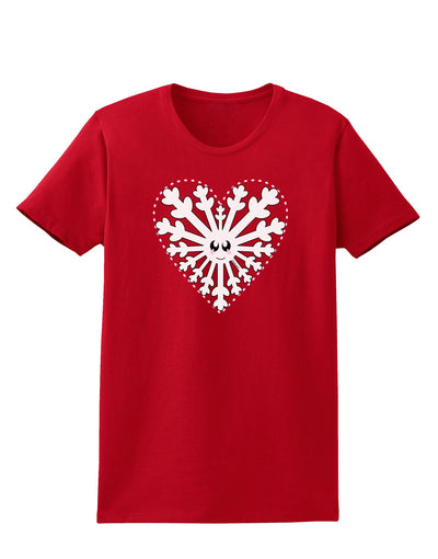 Heart Snowflake Christmas Womens Dark T-Shirt-TooLoud-Red-X-Small-Davson Sales