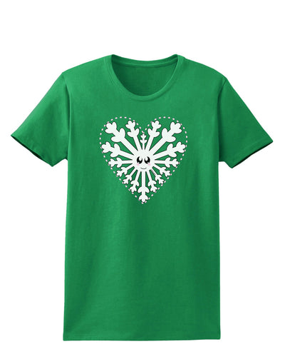 Heart Snowflake Christmas Womens Dark T-Shirt-TooLoud-Kelly-Green-X-Small-Davson Sales