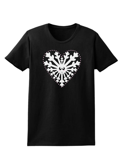 Heart Snowflake Christmas Womens Dark T-Shirt-TooLoud-Black-X-Small-Davson Sales