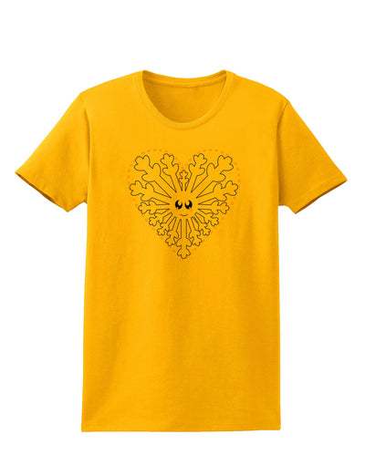 Heart Snowflake Christmas Womens T-Shirt-Womens T-Shirt-TooLoud-Gold-X-Small-Davson Sales