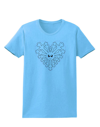 Heart Snowflake Christmas Womens T-Shirt-Womens T-Shirt-TooLoud-Aquatic-Blue-X-Small-Davson Sales