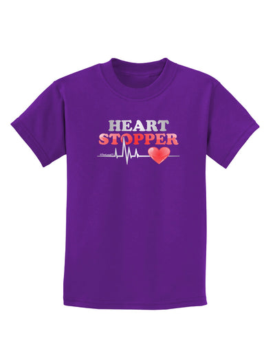 Heart Stopper Childrens Dark T-Shirt-Childrens T-Shirt-TooLoud-Purple-X-Small-Davson Sales