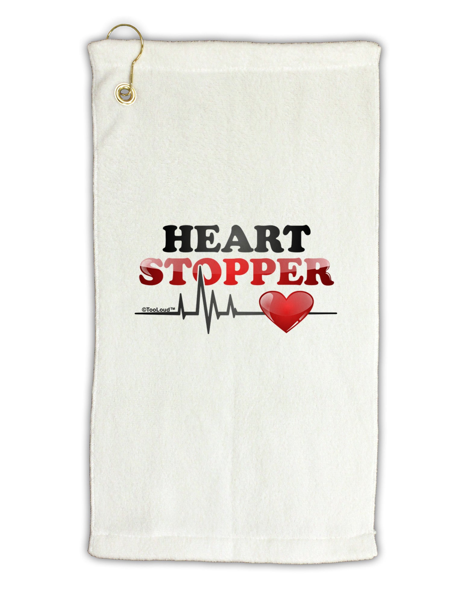 Heart Stopper Micro Terry Gromet Golf Towel 11"x19-Golf Towel-TooLoud-White-Davson Sales