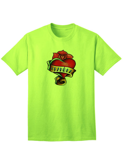 Heart Tattoo Grandpa Adult T-Shirt-Mens T-shirts-TooLoud-Neon-Green-Small-Davson Sales