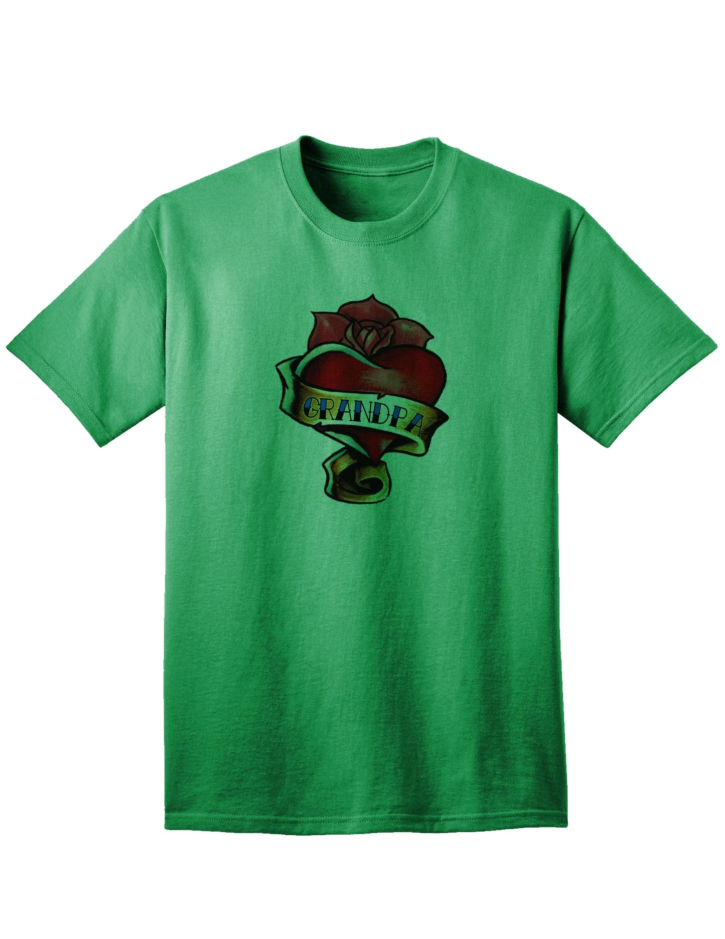 Heart Tattoo Grandpa Adult T-Shirt-Mens T-shirts-TooLoud-Kelly-Green-Small-Davson Sales