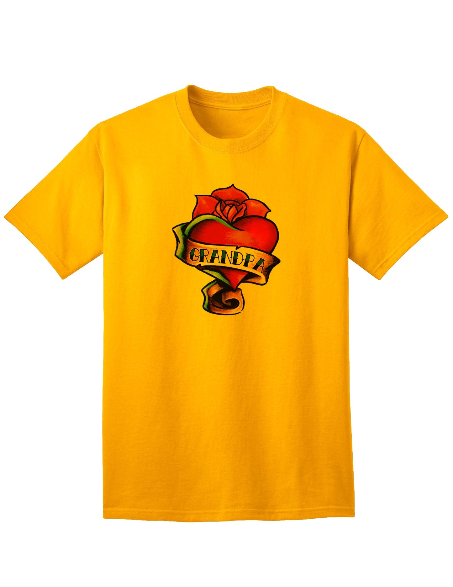 Heart Tattoo Grandpa Adult T-Shirt-Mens T-shirts-TooLoud-Gold-Small-Davson Sales
