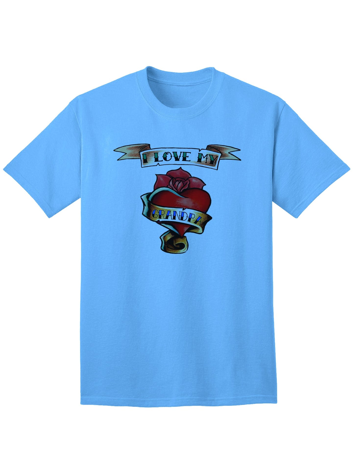 Heart Tattoo I Love My Grandpa Adult T-Shirt-Mens T-shirts-TooLoud-Aquatic-Blue-Small-Davson Sales