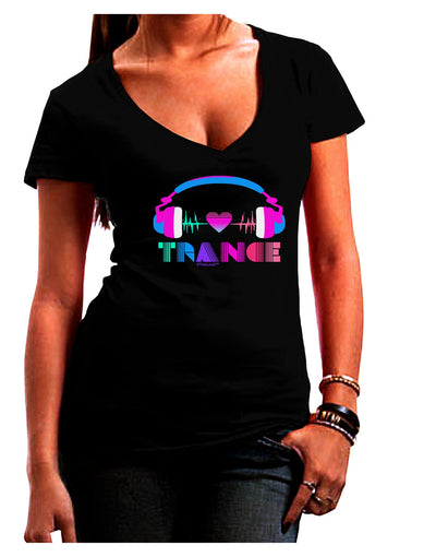 Heart Trance Juniors V-Neck Dark T-Shirt-Womens V-Neck T-Shirts-TooLoud-Black-Juniors Fitted Small-Davson Sales