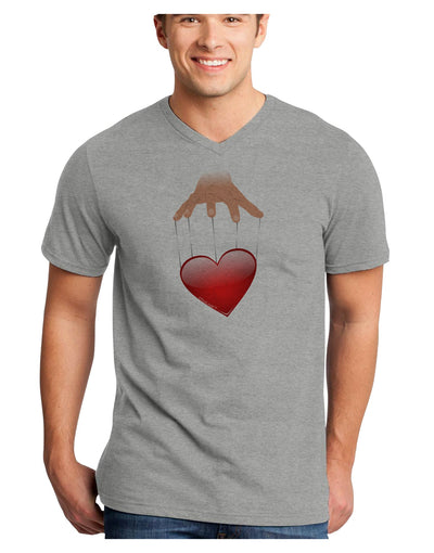 Heart on Puppet Strings Adult V-Neck T-shirt-Mens V-Neck T-Shirt-TooLoud-HeatherGray-Small-Davson Sales