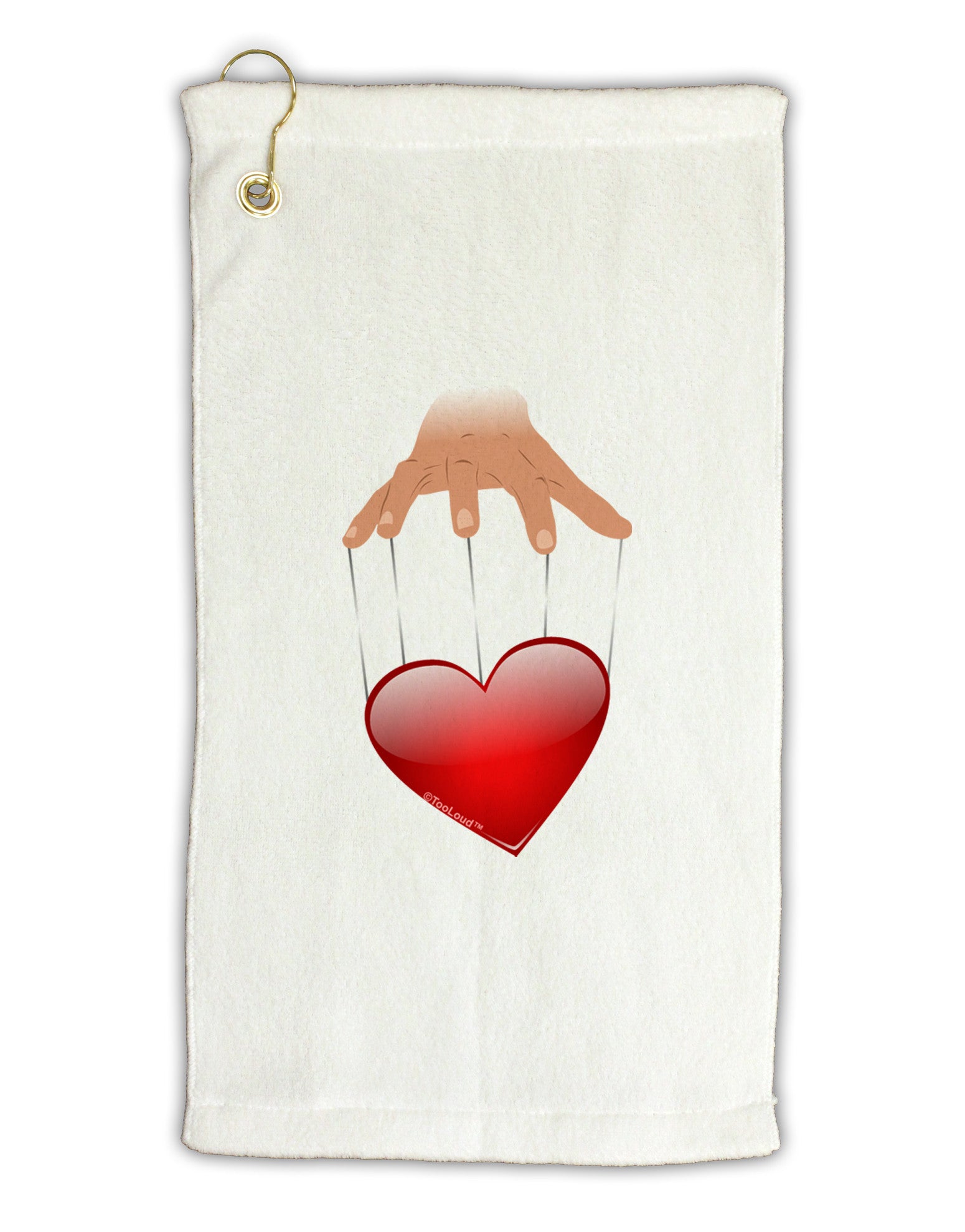 Heart on Puppet Strings Micro Terry Gromet Golf Towel 11"x19-Golf Towel-TooLoud-White-Davson Sales