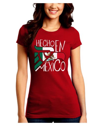 Hecho en Mexico Design - Mexican Flag Juniors Crew Dark T-Shirt by TooLoud-T-Shirts Juniors Tops-TooLoud-Red-Juniors Fitted Small-Davson Sales