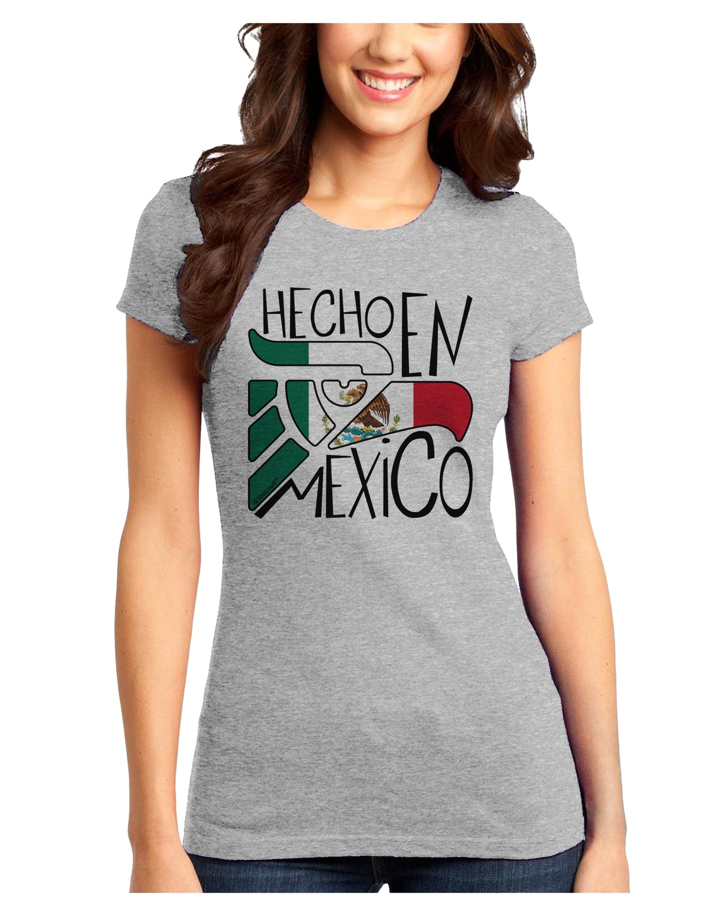 Hecho en Mexico Design - Mexican Flag Juniors T-Shirt by TooLoud-Womens Juniors T-Shirt-TooLoud-Ash-Gray-Juniors Fitted X-Small-Davson Sales